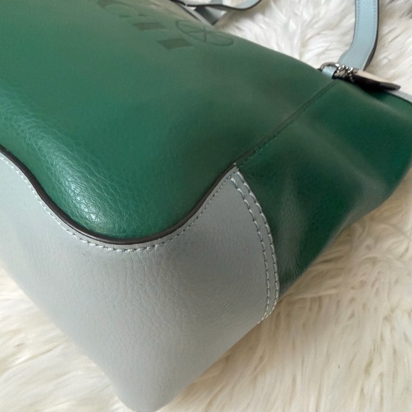 Coach Two-Tone Green and Light Blue Tote - Picture 7 of 14